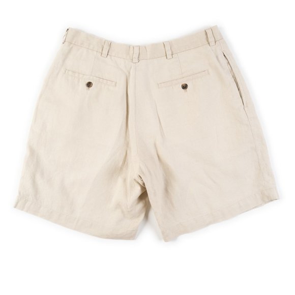 BROOKS BROTHERS 346 100% Linen tan pleated shorts size 38, fit like 36 - Picture 3 of 10